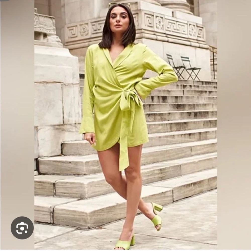 Elegant Lime Wrap Dress